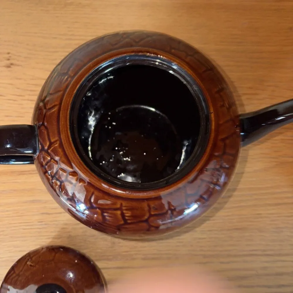 Vintage Teapot “Brown Betty” Style Glazed Ceramic Lidded made in England